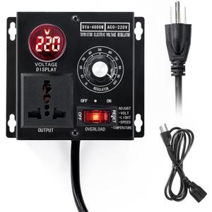 AC Motor Speed Controller Voltage Regulator 100V-110V-120V-220V Rheostat 15A 4000W with 5 FT Extension Cord, Variable Speed Controlle for Fan Speed Controller Electric Motor Angle Grinder Exhaust Fan
