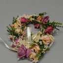 Vivivalue Rose Flower Crown Boho Flower Headband Hair Wreath Floral Headpiece Halo with Ribbon Wedding Party Festival Photos Pink