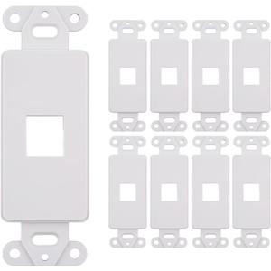 10 Pack Keystone Wall Plate 1 Port, White Decorator Insert Cover for Ethernet, HDMI, Coax, Cat6 Cat5, RJ45, Home & Office Installations