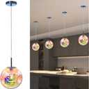 Modern Glass Globe Pendant Light, Colorful Lava Irregular Shape Adjustable Hanging Ceiling Lighting for Kitchen Island Farmhouse Restaurants, 9.84 inch