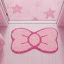 Pink Bow Bathroom Rug Cute Bow Decorative Doormat Kawaii Shaped Mat Gifts Cute Cartoon Kitten Floor Mat Holiday Doormats Non Slip Washable Bath Rug for Bathroom (Medium, Pink Bow)