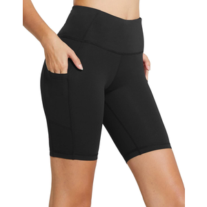 baleaf Women's 8" Biker Shorts High Waist Yoga Workout Gym Running Volleyball Spandex Shorts with Pockets Size S