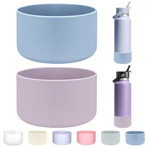 HEYSKAY 2pcs Protective Flask Silicone Boot for 32-40oz Wide Mouth Hydro Flask Water Bottle Accessories, Compatible With Yeti and Other Brand Stainless Steel Bottles with 3.56inch Bottom Diameter