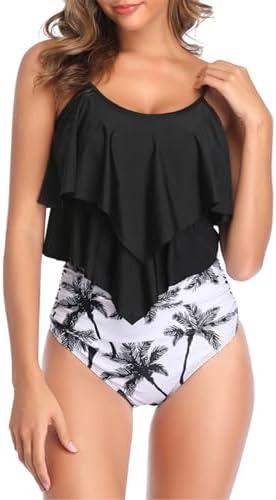 Womens Swimsuits Two Piece High Waisted Bikini Sets Tummy Control Tankini Ruffled Bathing Suit Swimwear M Womens Swimsuits Two Piece High Waisted Bikini Sets Tummy Control Tankini Ruffled Bathing Suit Swimwear M