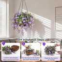 Artificial Hanging Flowers with Basket Plants - Wisteria Hanging Plants for Spring Outdoor Decoration, UV Resistant Fake Flowers Hanging Silk Flowers for Porch Patio Garden Yard Home Decor