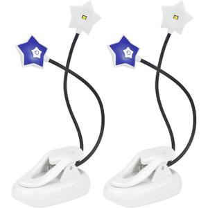 LUXSWAY 2 Pack LED Book Reading Light, Battery Operated Book Light for Reading in Bed, 2 Brightness Adjustable for Eye Care, Flexible Gooseneck Clip on Book Lights for Kids, Book Lovers