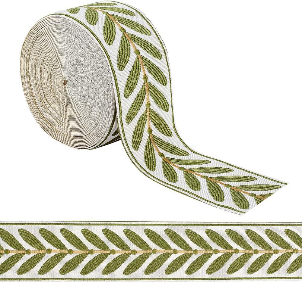 OLYCRAFT 10.9Yards Jacquard Ribbon Trim 2.4 Inch Leaf Pattern Jacquard Polyester Ribbons White Green Leaf Jacquard Woven Embroidery Trim for DIY Sewing Crafts Handmade Bag Belts Clothing Decoration OLYCRAFT 10.9Yards Jacquard Ribbon Trim 2.4 Inch Leaf Pattern Jacquard Polyester Ribbons White Green Leaf Jacquard Woven Embroidery Trim for DIY Sewing Crafts Handmade Bag Belts Clothing Decoration
