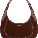 Womens Small Crescent Shoulder Bag, Mini Vegan Leather Hobo Purse with Zipper for Everyday Going Out | Small