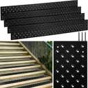 Gisafai 8 Pcs Non Slip Aluminum Stair Tread 30 x 3.75 Inch Metal Stair Nosing Powder Coated Anti Slip Outdoor Treads with Carbon Steel Screws, Easy to Install for Wood Ramp Deck Steps (Black)