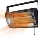 Comfort Zone CZQTV5M 750/1,500-Watt Ceiling Mounted Dual Quartz Radiant Heater with 90-Degree Adjustable Tilt, Metal Safety Grille, Overheat Protection (Hardware Included), Black