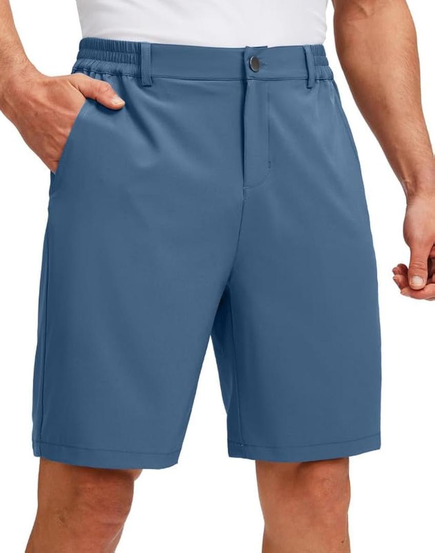 G Gradual Men's Golf Shorts with 5 Pockets 9" Light Weight Stretch Quick Dry Casual Dress Work Shorts for Men (Blue, L)