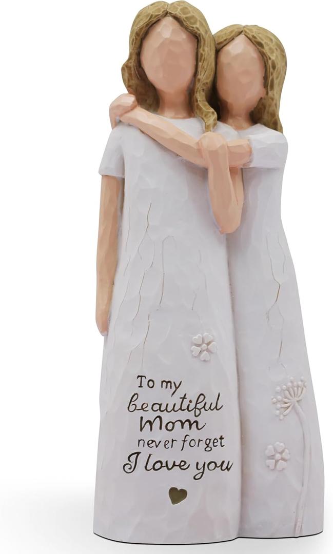 AcowSpt Mom Birthday Gifts from Daughter, Birthday Gift for Mom from Daughter, Valentines Day Gifts for Moms, Sculpted Hand-Painted Figurine (White)