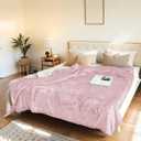 Electric Heated Blanket Throw Size 50"x60" - Flannel & Sherpa Fabric Dual-Sided, 6 Heat Settings & 3 Hours Auto Off, Soft & Cozy Warming Throw for Home, Office, or Bed, Machine Washable, Light Pink