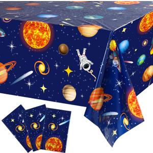 Sumind 3 Pieces Space Tablecloth Decorations Plastic Outer Solar System Table Cover Planet Design for Kids Space Theme Birthday Party Decorations and Supplies for Birthday Home, 54 x 108 Inch