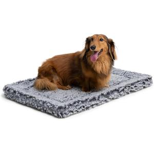 PELZIN Stoutwool Indestructible Dog Bed - Fluffy Chew Proof Dog Crate Pad - Tough Kennel Pad for Aggressive Chewers - Washable, Ideal for Small Breeds & Fits 24-Inch Crate - 23"x16", Charcoal