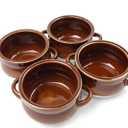 French Onion Soup Bowls with Handles, 16 Oz Ceramic Soup Serving Bowl Crocks - Oven Safe Bowls for Chili, Beef Stew, Cereal, Pot Pies, Set of 4 (Brown)