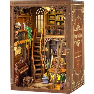 Book Nook DIY Miniature House Kit - Booknook Kit for Adults, Bookshelf Decor 3D Wooden Puzzle, Birthday Gifts for Book Lovers Women Friends - Myriad Books House