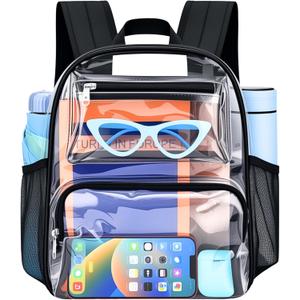 Clear Bag for Stadium Events, 12x6x12 Clear Backpack with Reinforced Strap, Stadium bag for Sports Concerts Work Travel, Black