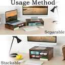 TEAMIX Monitor Riser - 2 Pack, Rustic Brown Wood Adjustable Stand for 2 Monitors/Laptop/PC