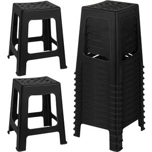 TURSTIN 12 Pack Plastic Stools 16.9 Inch Black Nesting Stools Portable Backless Bar Stool Flexible Seating Chairs for Classroom Office Home
