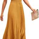 PRETTYGARDEN Women's Midi Summer Dresses Casual V Neck Swiss Dot Ruffle Sleeveless A Line Beach Sun Dress (Medium, Turmeric)