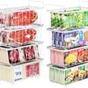 iSPECLE Chest Freezer Organizer Bins - 8 Pack Small Stackable Deep Freezer Organizer Bins for Most 7 Cu.FT Freezer Sort Frozen Meats, Freezer Storage Bins Easy Access Food without Digging, White