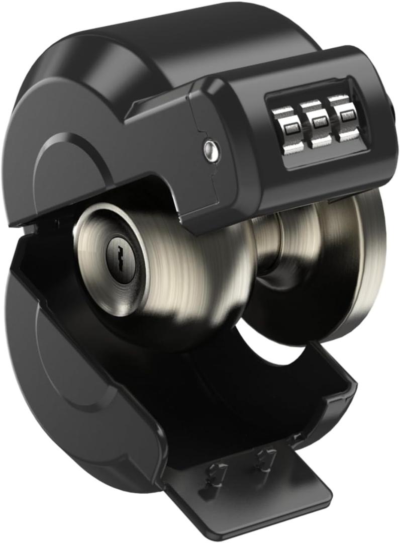 Door Knob Lockout Device Cover to Disable Doorknob/Faucet/Water Valve Hose Door Handle Temporary Lock for Bedroom Door from Outside Lock Door Handle Without Drilling (Black)