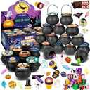 320 PCS Prefilled Halloween Party Favors for Kids- 32 Pack Plastic Witch Cauldron, Non-Candy Treats Toys & Goodie Bags Stuffers for Trick or Treat, Kids' Prizes
