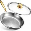 Titanium Frying Pan, Ø12in Titanium Skillet with Lid for Cooking