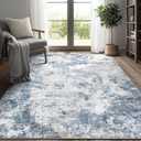 Living Room Area Rugs - 5x7 Abstract Large Soft Indoor Washable Rug Neutral Modern Low Pile Carpet for Bedroom Dining Room Farmhouse Home Office - Blue