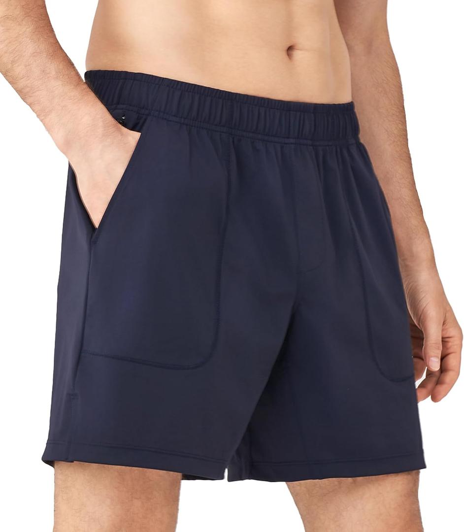 Separatec Men's Athletic Running Shorts Lightweight Breathable 7" with Zipper Pockets (Black, XL)