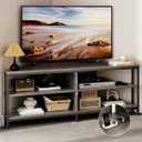 MUTUN Corner TV Stand with Power Outlet, Corner TV Stand for 32 43 50 55 60 Inch TV, Corner Entertainment Center, Industrial TV Console Table for Living Room Bedroom, 55 Inch, Grey Oak