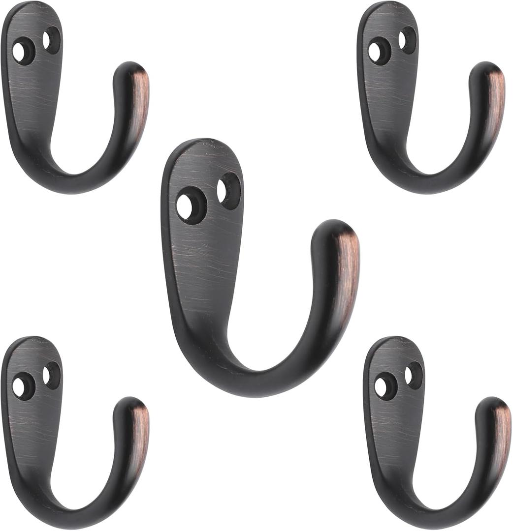 5 Pack Piece Single Prong Robe Hook, Farmhouse 1.8 Inch Coat Hooks Oil-Rubbed Bronze