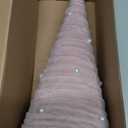 Bunny Chorus Christmas Decorations Indoor, 3Pcs Pink Velvet Cone Trees With Pearls, Table Decor for Xmas New Year Winter Holiday Home Decor