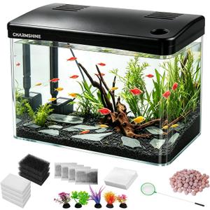 Betta Aquarium Starter Complete Kit,4 Gal Integrated Lid Small Fish Tank