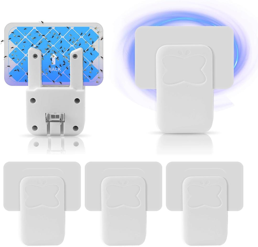 Fruit Fly Traps for Indoors, (4 Device + 12 Refills), Flying Insect Trap for Gnats, Flies, Moths, Gnat Killer Plug-in Light Bug Zapper Indoor, Gnat Traps for House Indoor