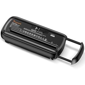 Bonsaii Paper Shredder for Home Use, 6 Sheet Strip Cut Small Paper Shredder Without Basket for Home Office, Portable Shredder Extendable Arm Design with Overheat Protection (S123-B)