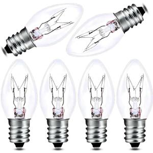 C7 15W E12 Bulbs, Replacement Bulb for Himalayan Salt Lamps/Night Lights,Dimmable 2200K Clear,120V Incandescent Candle Bulbs (6-Pack)