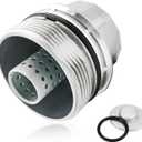 15620-40030 Oil Filter Housing Cap Assembly With Oil Plug Drain, Aluminum Oil Filter Housing Cap, Fit for Toyota Avalon, Camry, Corolla, Highlander, Matrix, Prius, Sienna, Tacoma, Replace 1562040030