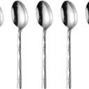 5 Pieces Teaspoon with Diamond Texture Handle, Suitable for Black Tea, Oolong Tea, Elegant Spoon for Coffee, Dessert, Ice Cream, Cake, Yogurt, Dishwasher Safe, Mirror Polished, Easy to Clean(5.6 inch) (1)