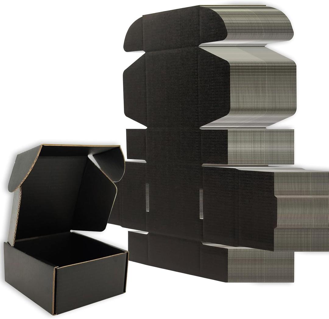 4x4x2 inches Small Shipping Boxes Set of 100 - Black Mailer Corrugated Cardboard Boxes for Shipping Packaging Mailing Products