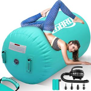 CZGBRO Air Roller Gymnastics Barrel Inflatable Tumbling Roller Air Mat Octagon Mat with Electric Pump for Backhandspring Training Cheerleading Home Use (3.3ftx23.6inch, Green)
