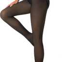 Nackiy Fleece Lined Tights Women, Fake Translucent Warm Pantyhose Black Sheer Leggings Winter Thick Thermal Stockings (Small-Medium)