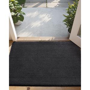 DEXI Door Mat Entryway Doormat Front Entrance Non-Slip Low Profile Washable for Inside Entry 23.5"x35.5",Charcoal