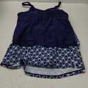 Yonique Women Two Piece Plus Size Tankini with Skirt Tummy Control Bathing Suits High Neck Swimsuits (Navy Blue Geometry)