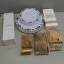 FLOWERCAT 175 PCS Christmas Plates set & Holly Berry Plates - Christmas plates disposable Include 50 Christmas Plastic Plates,25 forks, 25 knives, 25 spoons, 25 napkins Ideal for Xmas Party