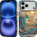 DAIZAG Case for iPhone 17 Pro,Sun Waves Stained Glass Full Body Design Hybrid Dual Protection Soft TPU Hard PC Shockproof Scratch Resistant Protective Cover Phone Case for Men Women
