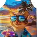 RAISEVERN Mens Tank Tops Summer Sleeveless Tee Cool Workout T-Shirts Beach Novelty Undershirts (M)