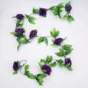 Sunnyskar 2.4m / 94.5 Inch Artificial Silk Rose Flower Ivy Vine Leaf Garland Wedding Party Home Decor Rose Flower Art - (Color: Plum)