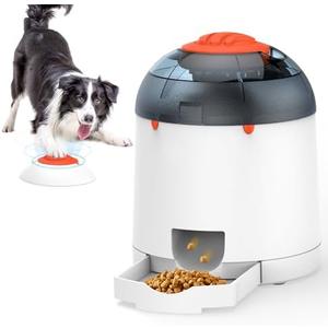 Potaroma Dog Puzzle Feeder Toy, Interactive IQ Training, Electronic Dog Toys, Automatic Rechargeable Treat Dispenser, Push Remote for Food Dispensing for All Breeds of Dogs, 280ml Capacity